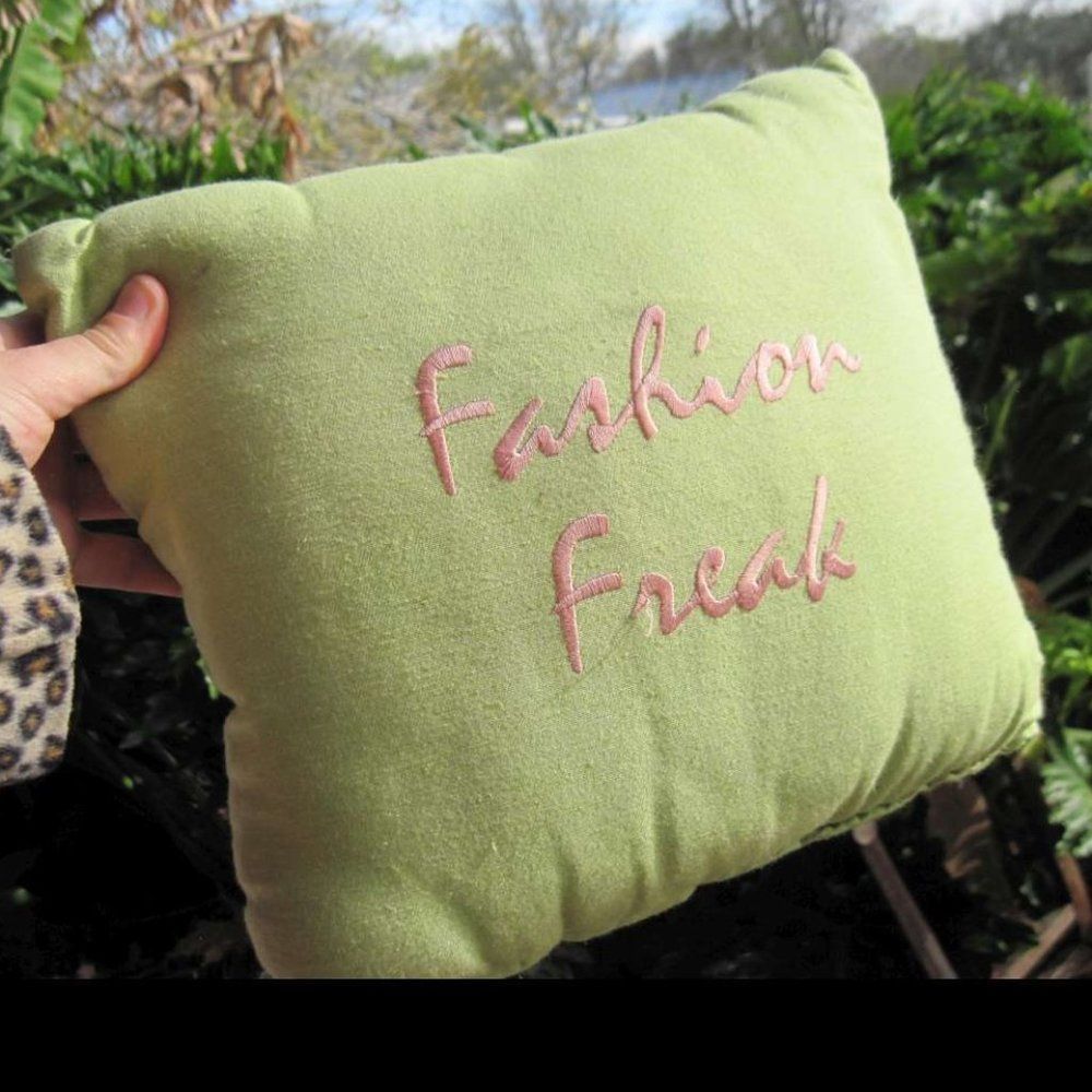 Square Small Fashion Freak Green & Pink Decorative Throw Accent Pillow Dakotah